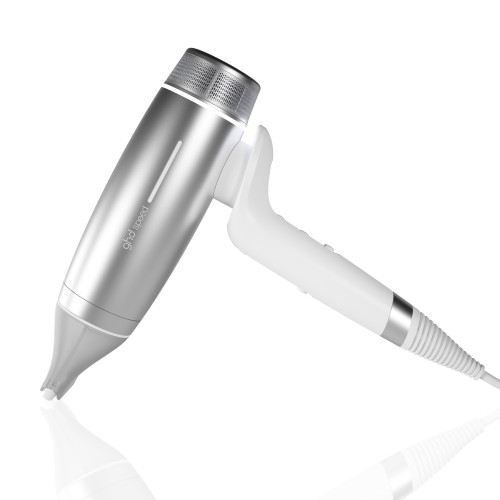 NUOVO GHD SPEED ASCIUGACAPELLI A IONI BIANCO METALLIZZATO